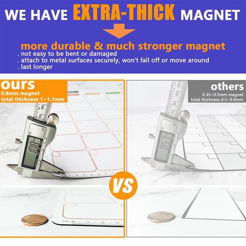 Mag-Fancy Magnetic Dry Erase Calendar - Vertical Calendar for Refrigerator - Monthly Fridge Calendar Whiteboard with Extra-Thick Magnet Included Fine Point Marker & Eraser & Home Organizer - Image 3